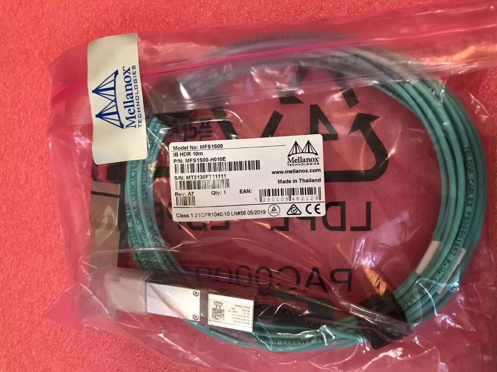 Трансивер-кабель Mellanox MFS1S00-H010E IB HDR up to 200Gb/s QSFP56 LSZH black pulltab 10m